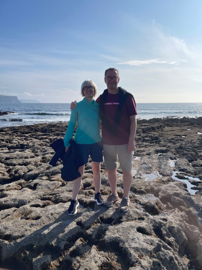 My Soulmate and I standing on the coast near Doolin pier